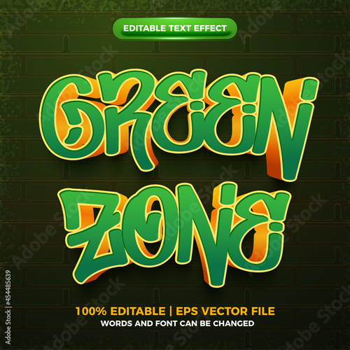 green zone graffiti 3d editable text effect template