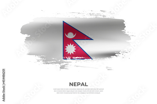 Artistic folded brush flag of Nepal. Paint smears brush stroke flag on isolated white background