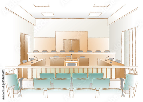 法廷のベクターイラスト. 裁判を行う.