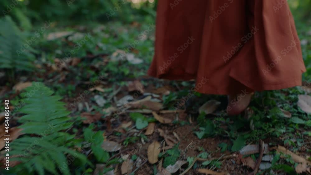 close up barefoot woman walking in forest exploring lush tropical jungle alone 4k close up barefoot woman walking in forest exploring lush tropical jungle alone 4k