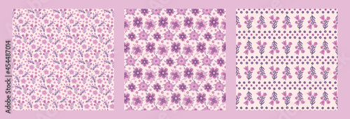 Seamles pattern flower.Hand drawn print of textile.Vintage floral design.