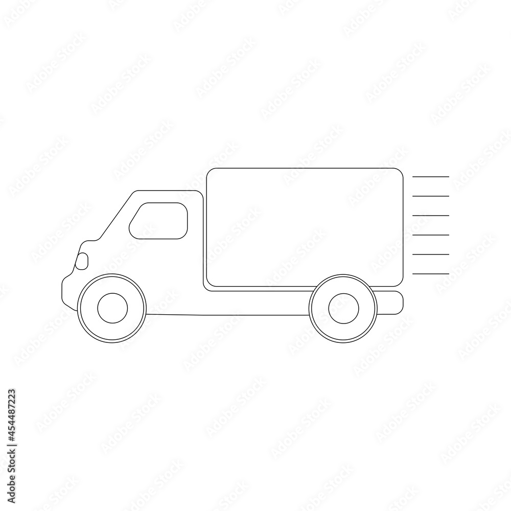 Truck linear icon on a white background. Thin black line customizable illustration. Truck linear icon on a white background. Thin black line customizable illustration.