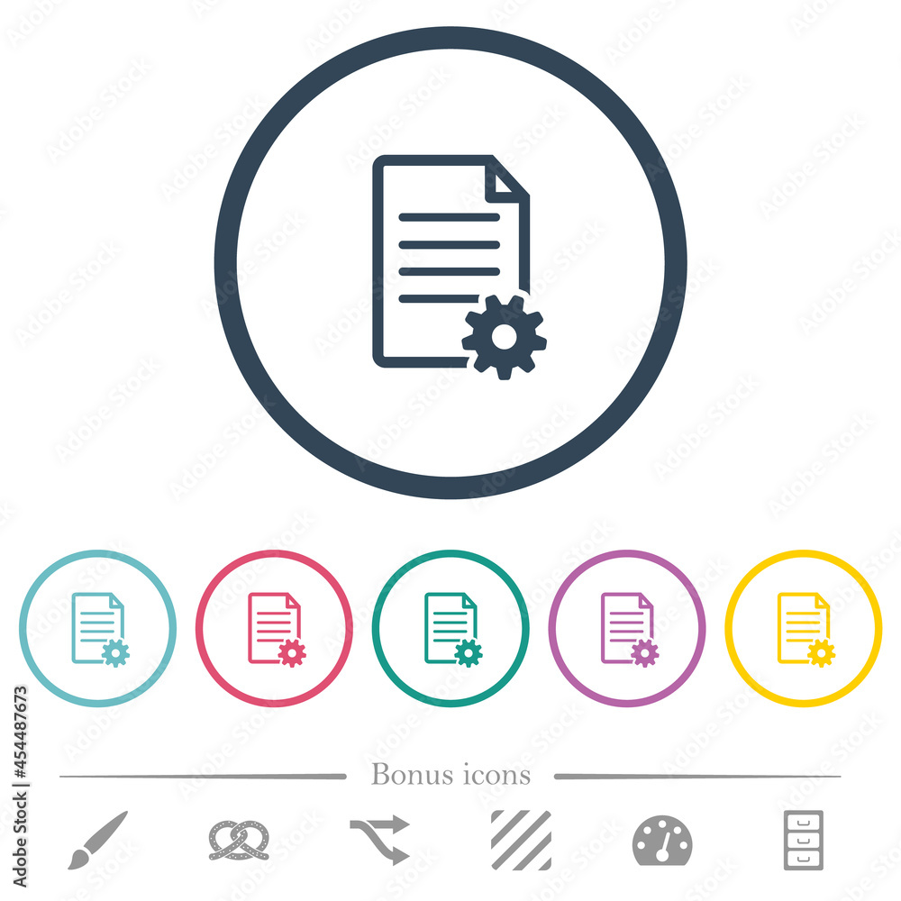 Document setup flat color icons in round outlines Document setup flat color icons in round outlines