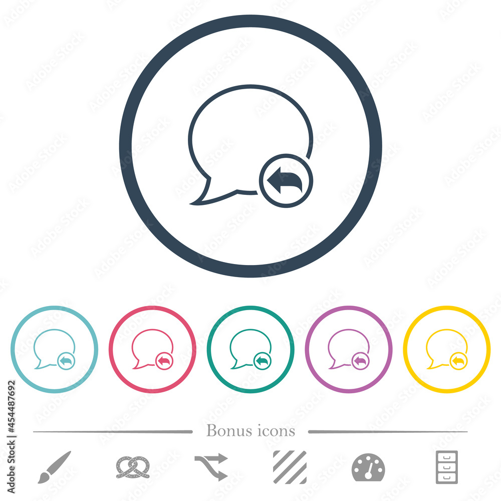 Fototapeta premium Reply message outline flat color icons in round outlines