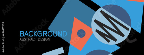 Abstract background. Blocks, lines, triangles, circles composition. Techno or business concept for wallpaper, banner, background, landing page