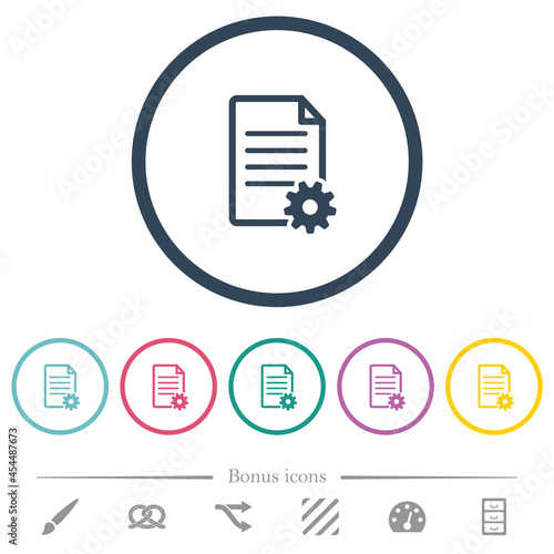 Document setup flat color icons in round outlines