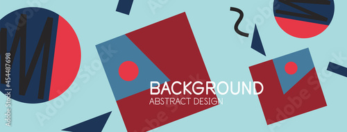 Abstract background. Blocks, lines, triangles, circles composition. Techno or business concept for wallpaper, banner, background, landing page