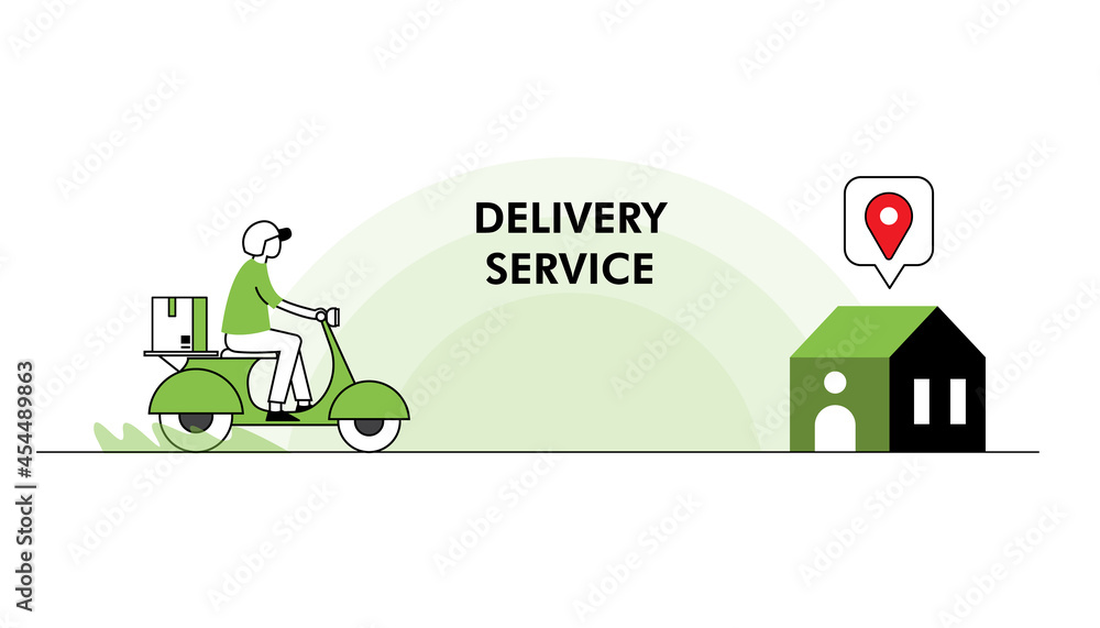 Naklejka premium Online delivery service concept, online order tracking, delivery home and office. Warehouse, truck, drone, scooter and bicycle courier, delivery man in respiratory mask. Vector illustration