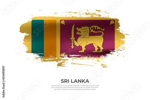 Artistic folded brush flag of Sri Lanka. Paint smears brush stroke flag on isolated white background