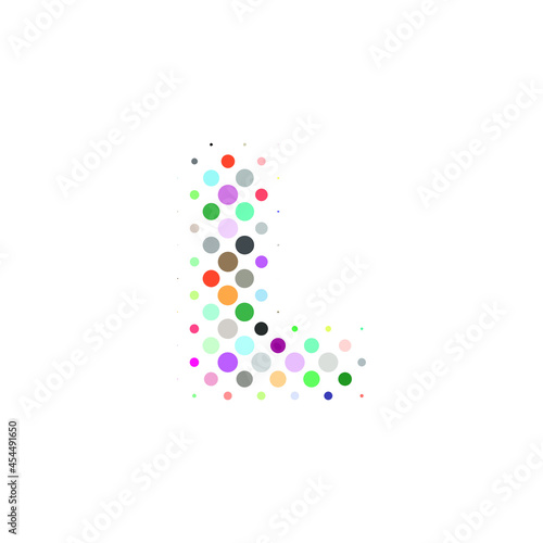 Letter L logo. Dots logo, dotted shape logotype vector design. colorful L letter logo in halftone dots style