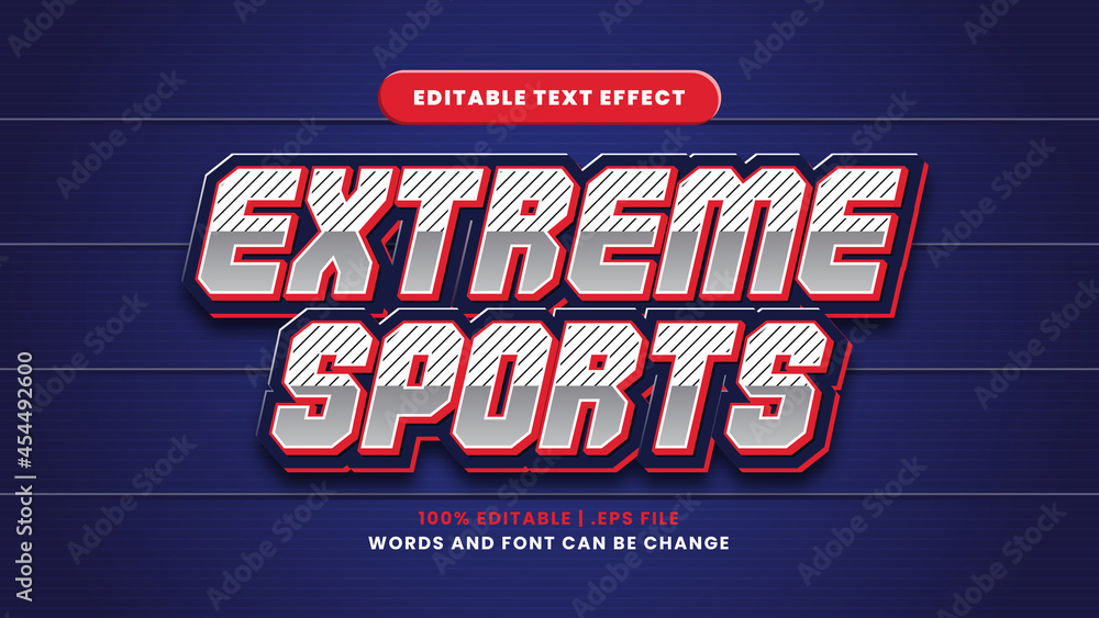 Extreme sports editable text effect in modern 3d style - obrazy, fototapety, plakaty 