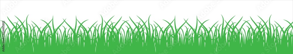 Fototapeta premium Green meadow vector illustration. Green grass vector silhouette
