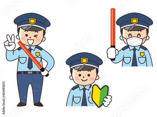 警備員の男性　求人募集　初心者マーク　マスク着用