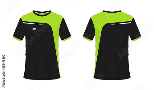 T-shirt green and black soccer or football template for team club on white background. Jersey sport, vector illustration eps 10.