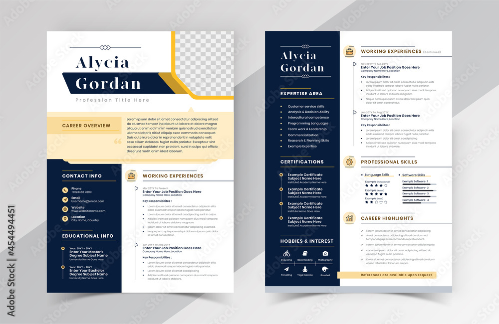 Modern Creative Resume Cv Template Stock Vector | Adobe Stock