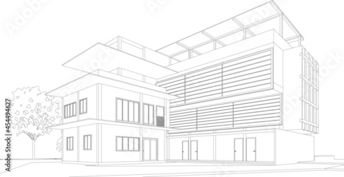 3D illustration of building project