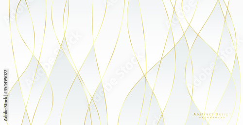 Abstract background with gold waves. Luxury background, golden pattern, halftone gradients, cover template, geometric shapes, modern minimal banner. 3d Vector illustration.