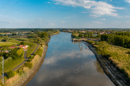 Wallpaper Mural Aerial view of the Scheldt river, in Baasrode, Belgium, on a clear sunny day  Torontodigital.ca