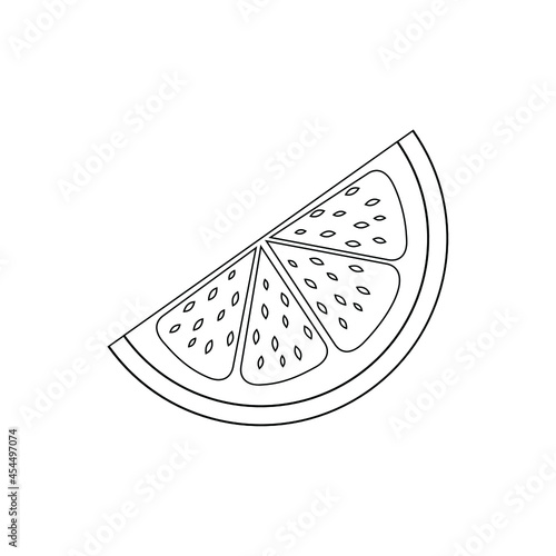Lemon or orange slice linear icon on a white background. Thin black line customizable illustration. Vector.