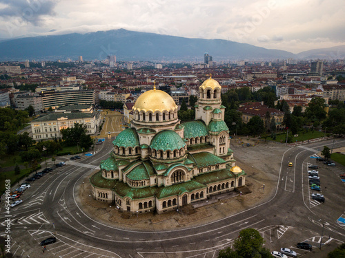 Cathedral Saint Aleksandar Nevski in the daylight in Sofia, Bulgaria photo