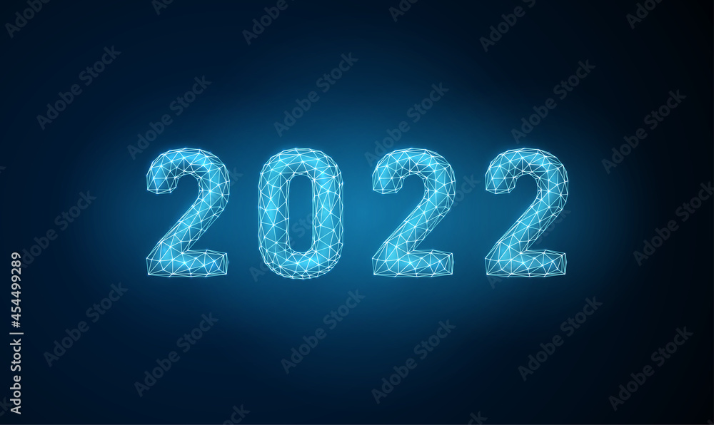 Abstract blue Happy 2022 New Year greeting card Abstract blue Happy 2022 New Year greeting card