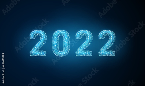 Abstract blue Happy 2022 New Year greeting card