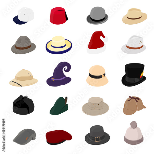 Man and woman hats. Cartoon hat and cap headdress vector