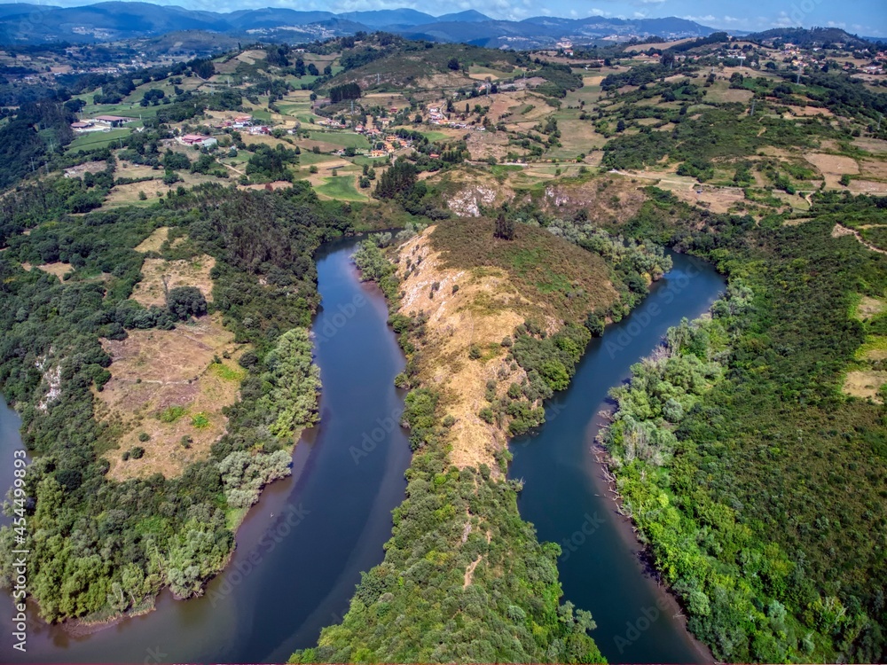 Meanders of the Nora river in Asturias, Spain.
