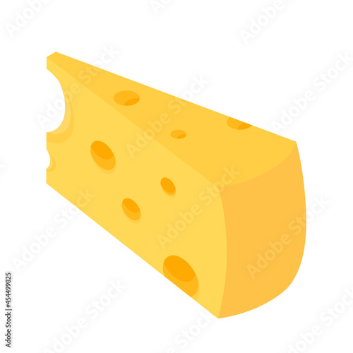 Maasdam cheese wedge isolated on white background
