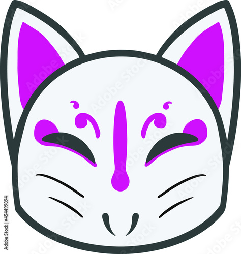 white cat purple mask