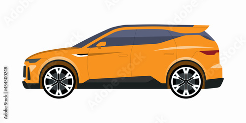 Modern SUV car. Side view of a crossover vehicle. Vector car icon for road traffic and transportation illustrations.