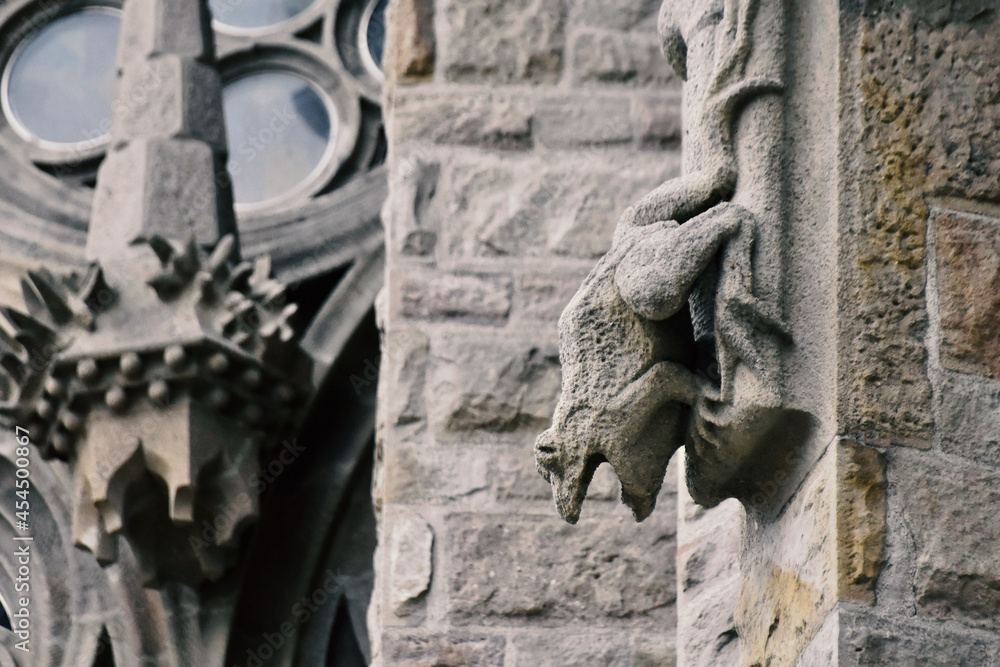 Frog.  La Sagrada Familia sculpture detail in Barcelona (Spain)