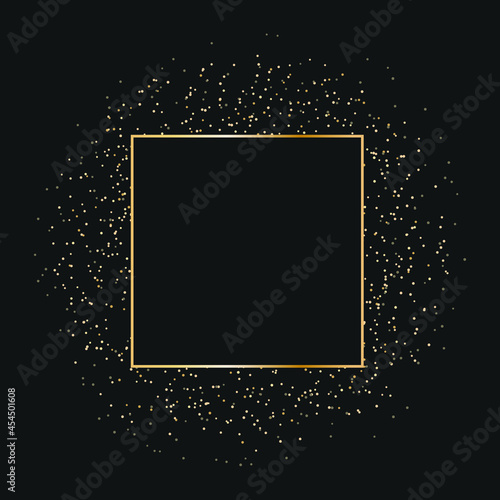Golden glitter textures on dark background. Abstract background with golden confetti particles