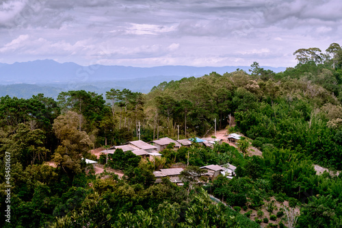 Hill Tribes village with mountains