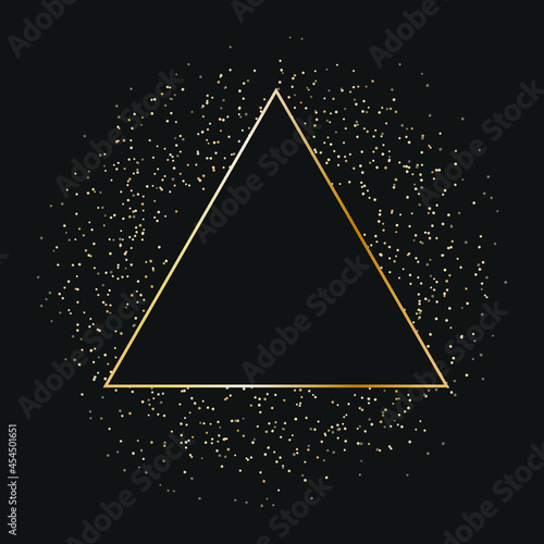 Golden glitter textures on dark background. Abstract background with golden confetti particles