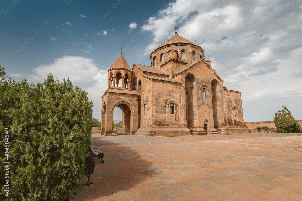 Panoramic view of ancient stone church of St. Hripsime built in the 6th century, located near the Armenian Catholicos in Etchmiadzin
