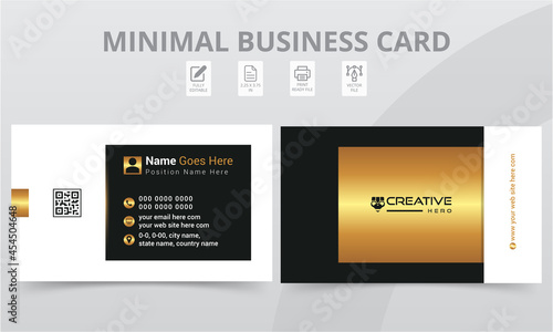 Luxury style business card ready to print stationery design. Clean modern elegant personal visiting cards print templates with company logo & photo.