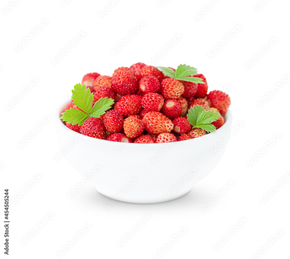 The bowl of strawberries isolated on a white background The bowl of strawberries isolated on a white background