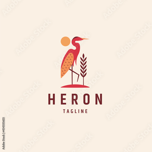 Heron or stork logo icon design template flat vector