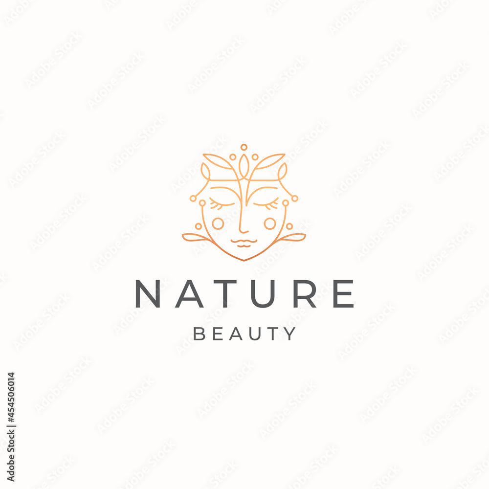 Natural beauty woman logo icon design template flat vector Natural beauty woman logo icon design template flat vector