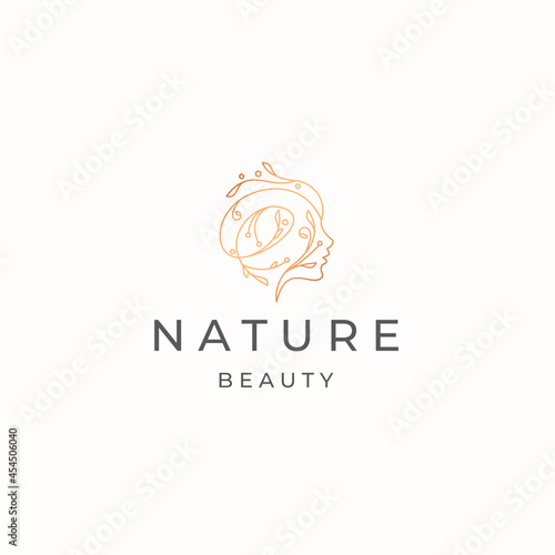 Natural beauty woman logo icon design template flat vector