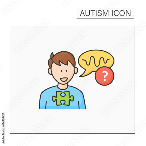 Neurodevelopmental disorder color icon. Abnormal voice tone. Atypical speech.Odd rhythm or pitch. Autism spectrum disorder concept.Isolated vector illustration