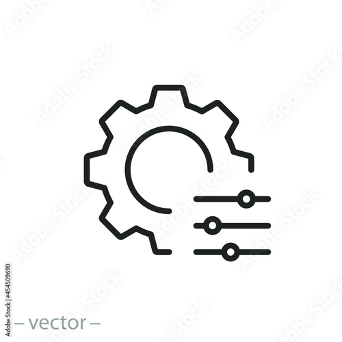 potential adapt icon, change process setting, mechanism setup, thin line symbol on white background - editable stroke vector illustration photo