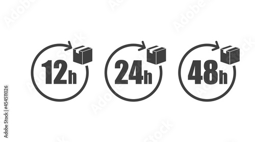 12, 24 and 48 hour delivery Shipping shipping flat vector icon set