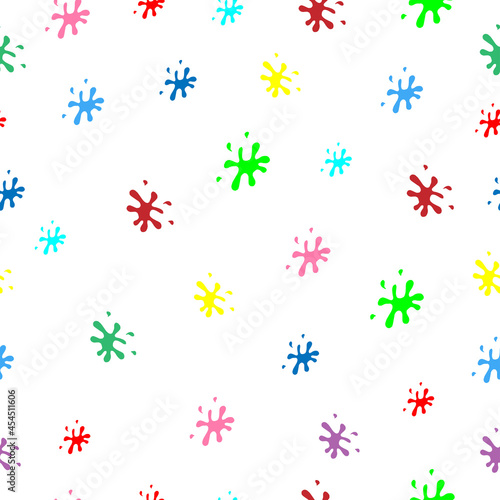 color stain, color splash illustration on white background. colorful stain. seamless pattern. hand drawn vector. splashing color. doodle art for wallpaper, wrapping paper, fabric, textile, fashion. 