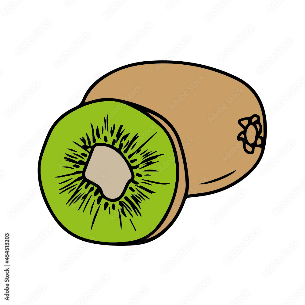 Fresh Kiwi. Hand Drawn Sketch Style Tropical Summer Fruit Vector  Illustration. Isolated Drawing On White Background. Vitamin And Healthy  Fruit Eco Food. Farm Market Produce. Royalty Free SVG, Cliparts, Vectors,  and Stock