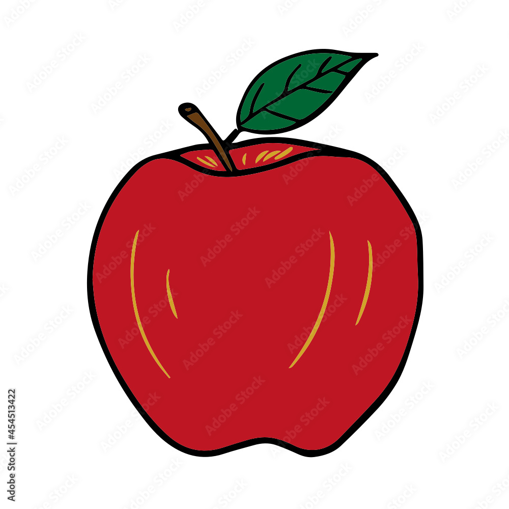 Apple Red Apples Fruit Line Art Colour Sketch Creature Animal Outline ...