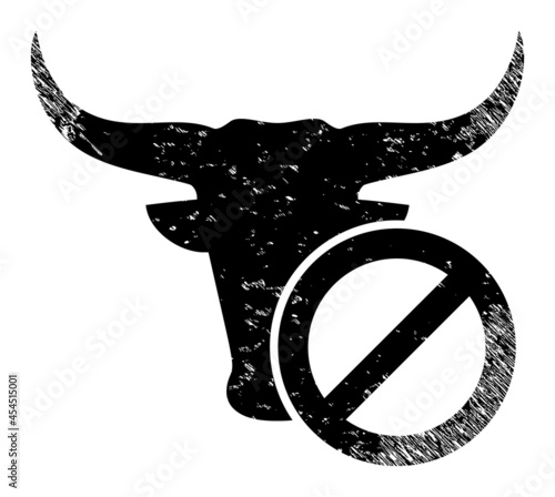 Reject beef icon with scratched effect. Isolated vector reject beef icon image with distress rubber texture on a white background.