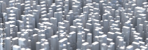 Abstract  futuristic greeble cube background. City buildings model aerial view. 3d illustration photo