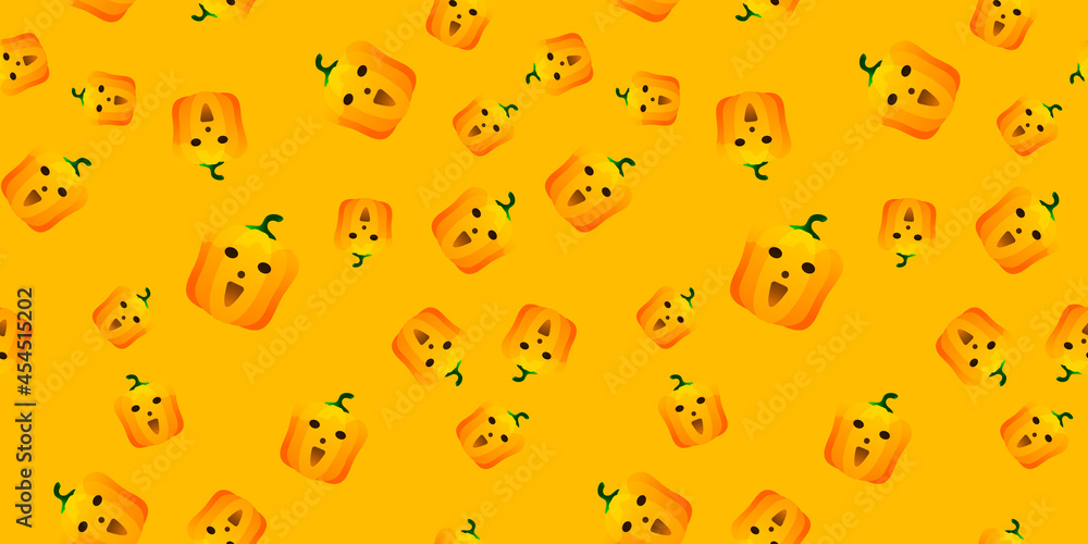 custom made wallpaper toronto digitalHalloween pumpkin seamless pattern. Festive pumpkin on orange background. Vector illustration for design, invitation, wrapping paper, banner, advertisement, promotion. Halloween concept.